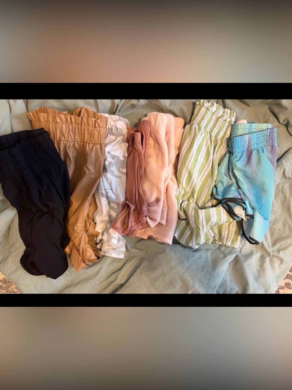 Multiples Women's Athletic Shorts - Pink, Peach, Tan, Green Striped